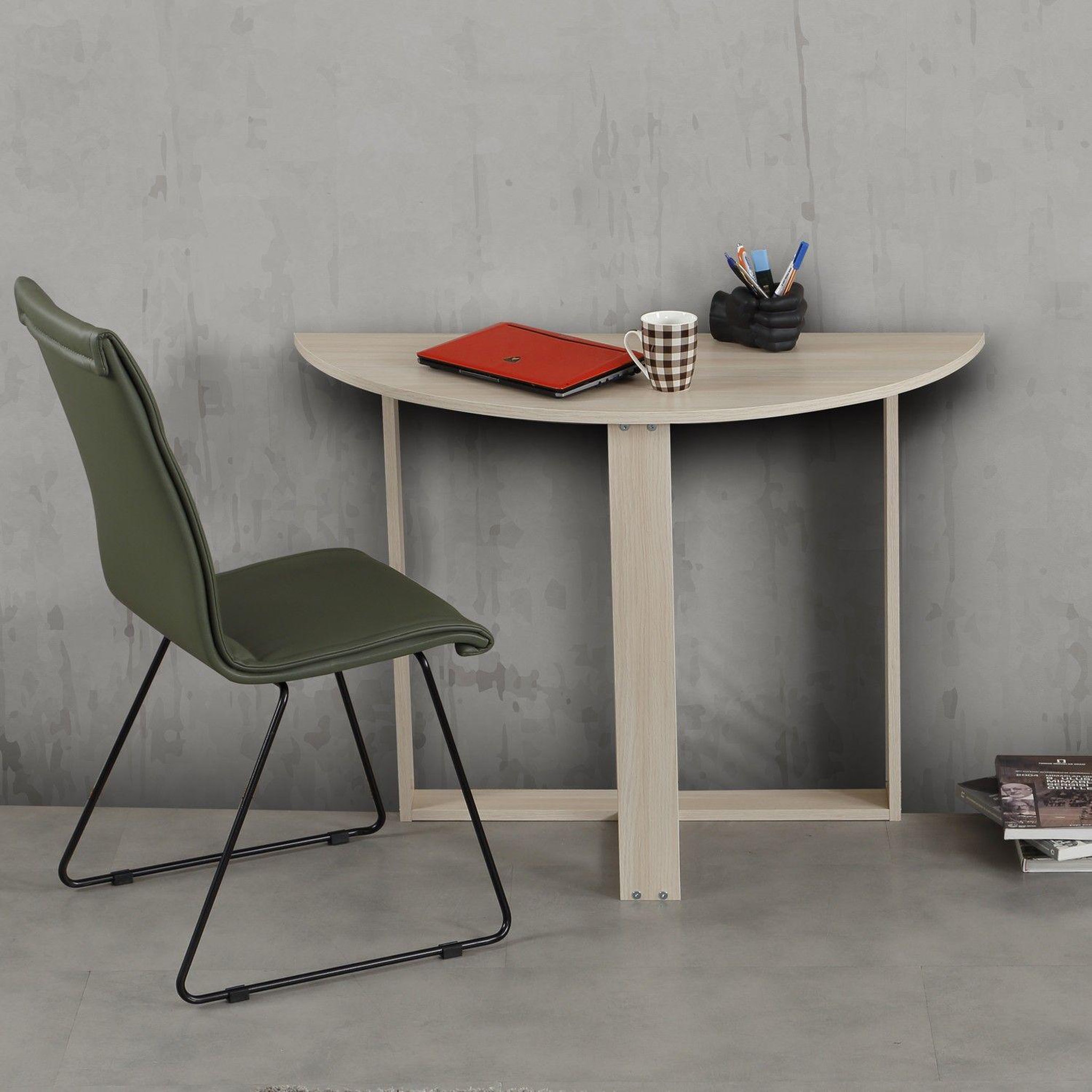 Voir la diapositive 2 : TOILINUX Table console 2-en-1 forme demi-lune marbelle