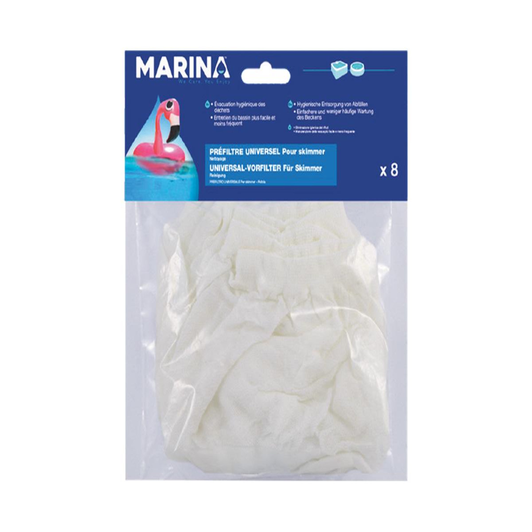 MARINA Lot de 8 préfiltres jetables pour panier de skimmer - marina