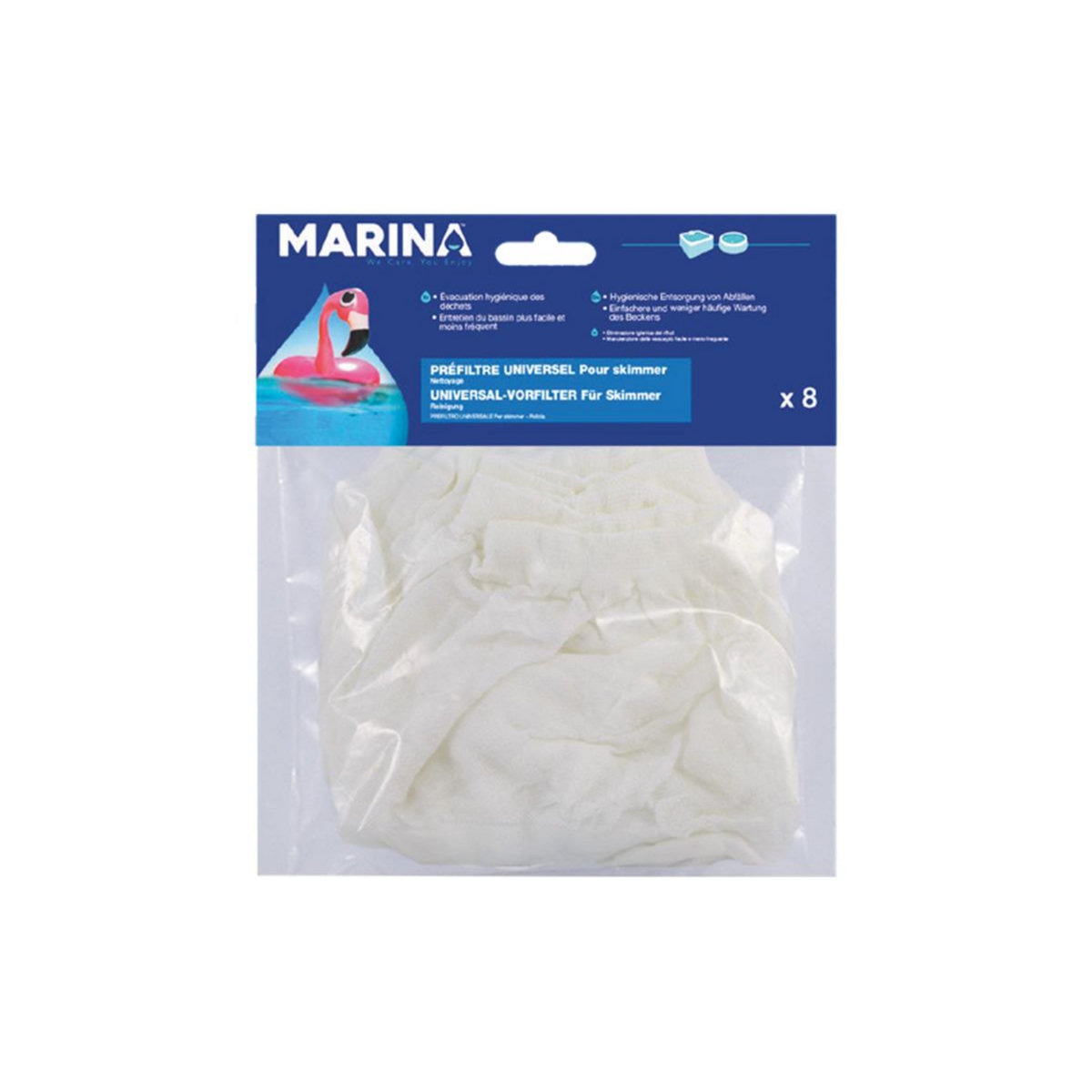 MARINA Lot de 8 préfiltres jetables pour panier de skimmer - Marina