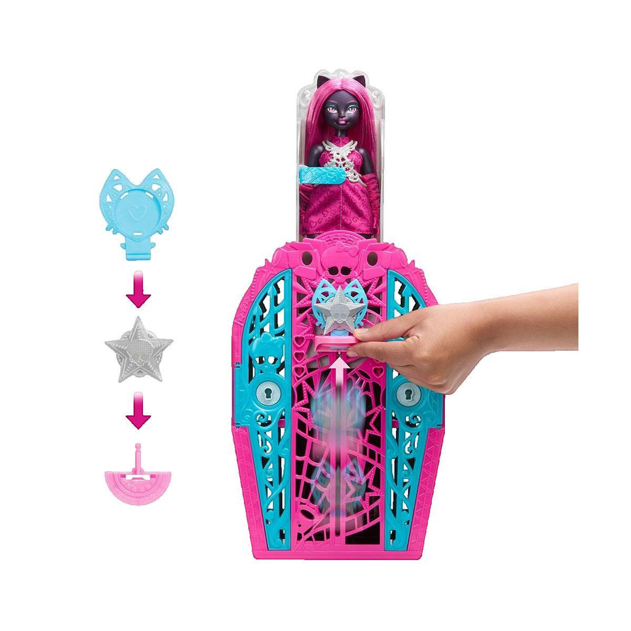 Voir la diapositive 3 : MATTEL Poupée Monster High Mattel Catty Noir articulée avec placard et accessoires