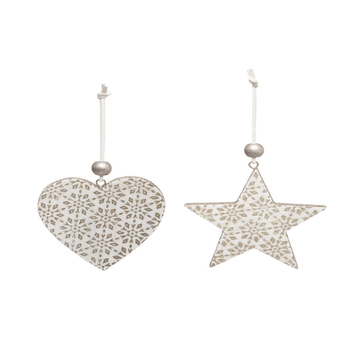 TOILINUX 4 Décoration sapin de Noël design bois Dahlia - Blanc