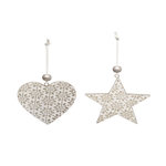 TOILINUX 4 Décoration sapin de Noël design bois Dahlia - Blanc