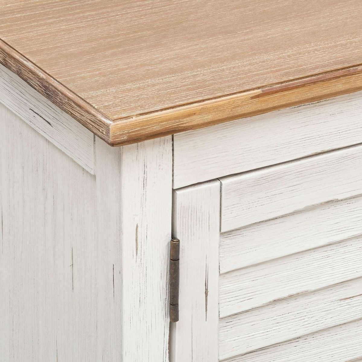 ATMOSPHERA Meuble TV 2 portes et 1 tiroir en bois OLBIA - Blanc et beige