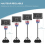 Voir la diapositive 4 : HOMCOM Panier de basketball sur pied hauteur réglable H.182-213/220-250 cm lestage roulettes noir