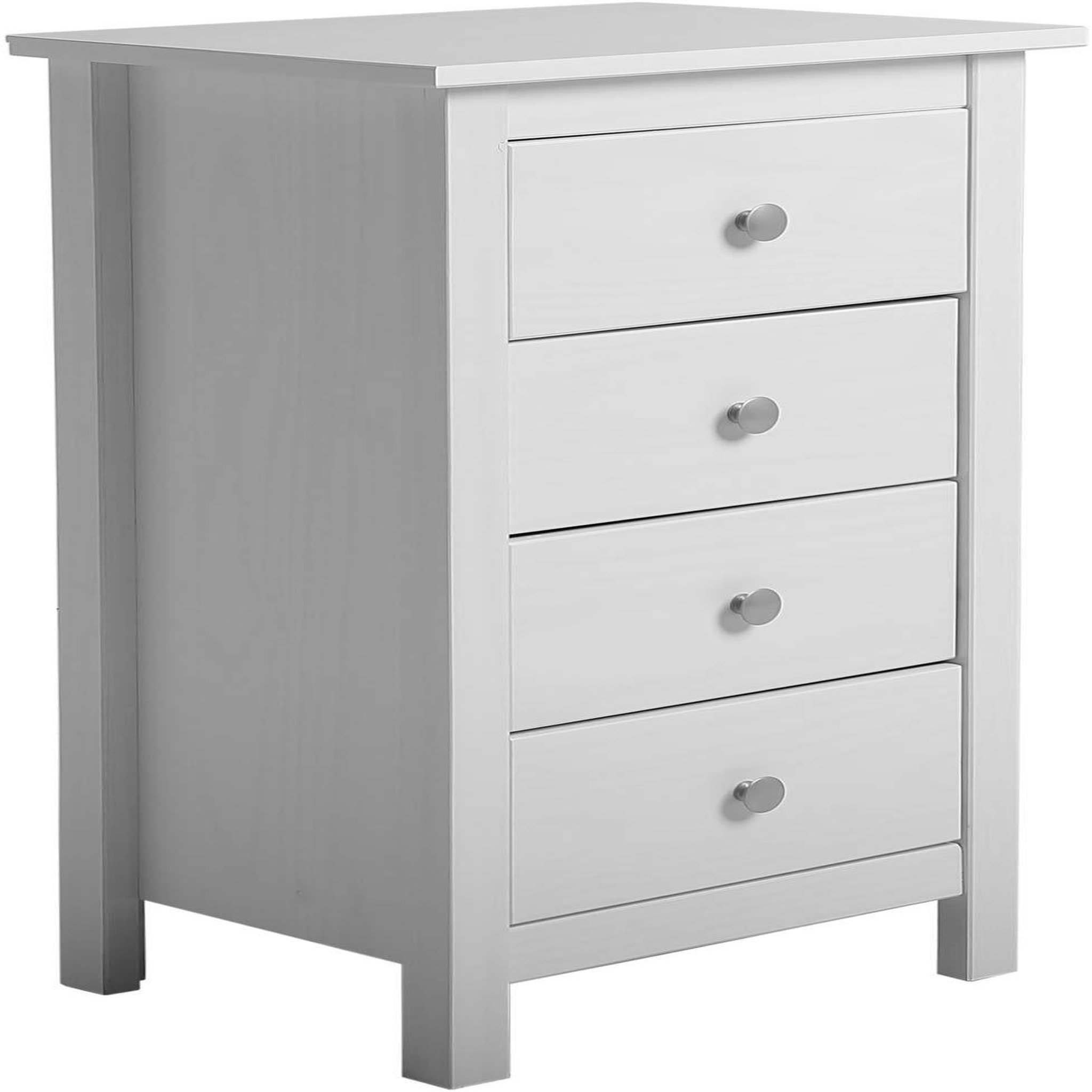 VS VENTA-STOCK Chiffonnier Nuit 4 tiroirs Berna dans les tiroirs Blanc, 46 cm Longueur