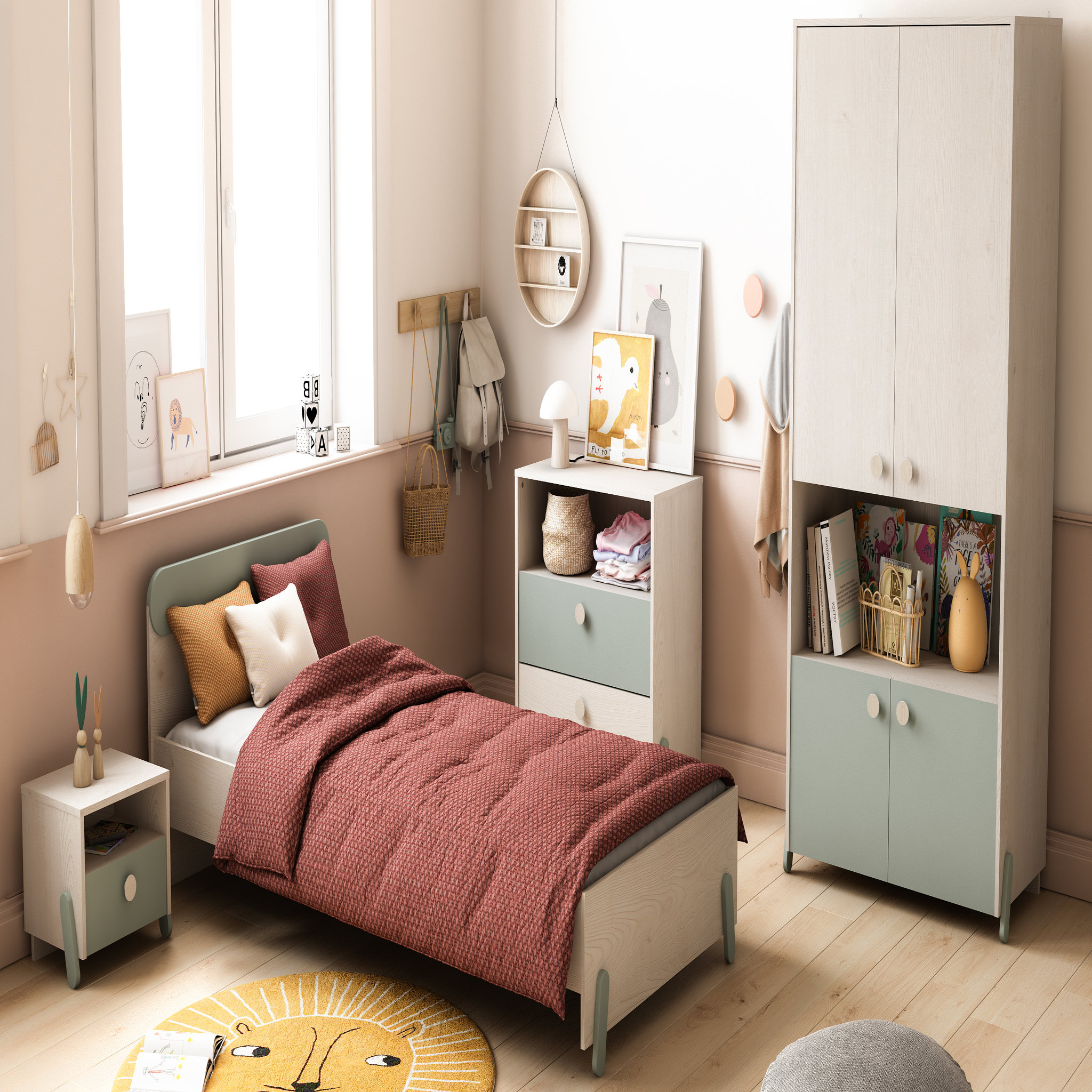 Voir la diapositive 7 : Chevet enfant 1 tiroir 1 niche L39cm NOLAN