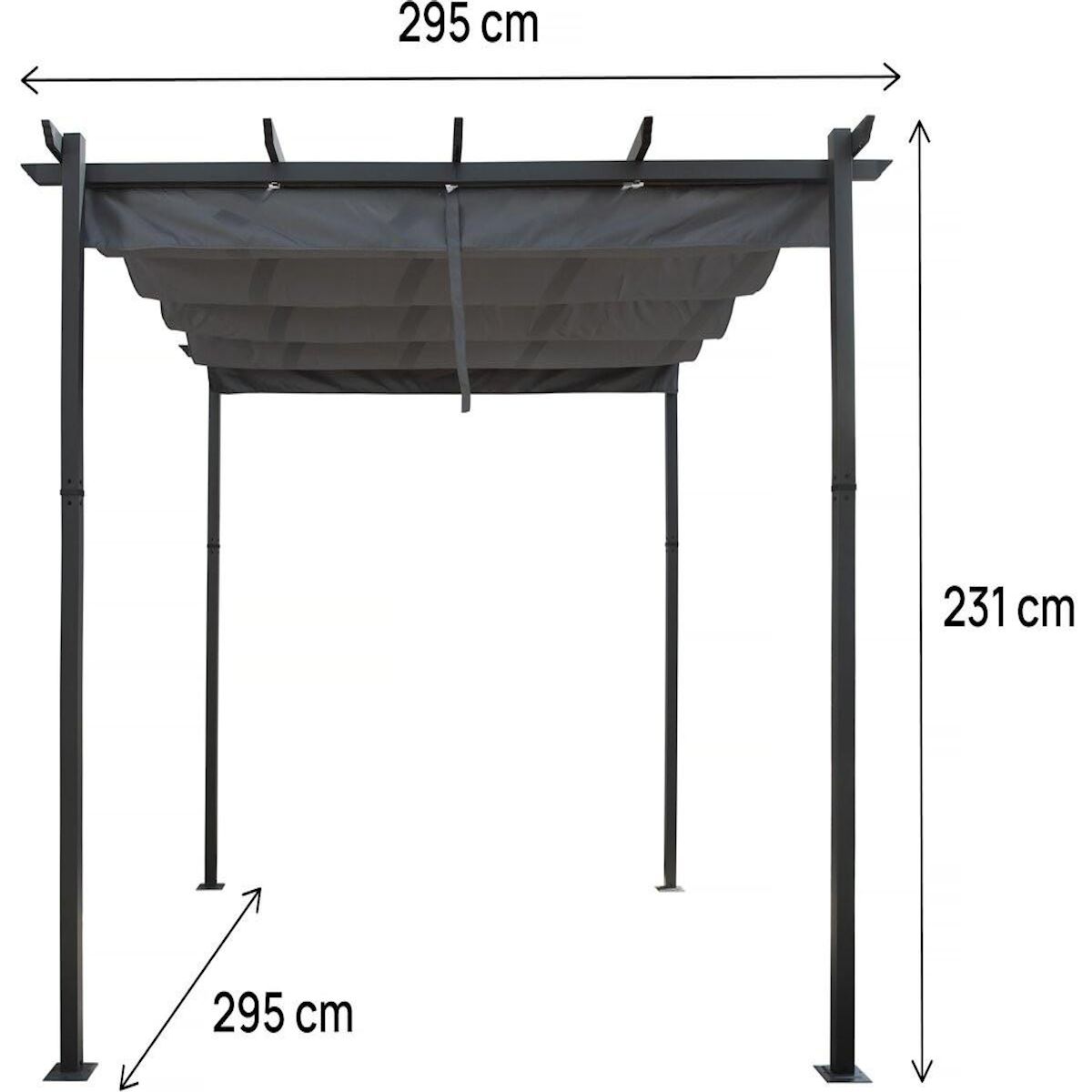 Habitat et Jardin Pergola en aluminium avec toit rétractable - 3 x 3 m - Gris