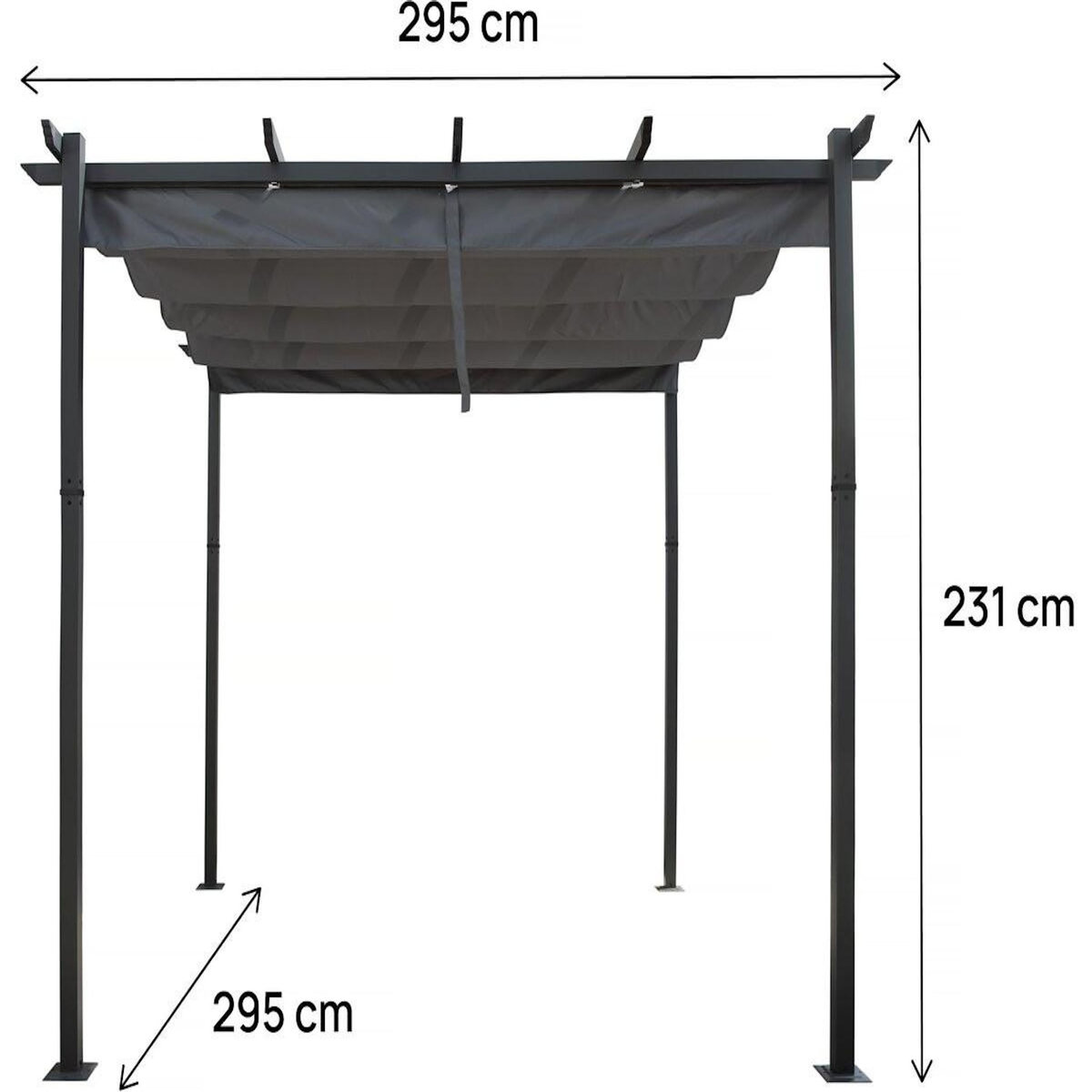 Habitat et Jardin Pergola en aluminium avec toit rétractable - 3 x 3 m - Gris
