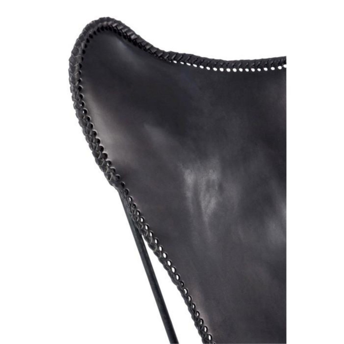 Paris Prix Fauteuil Design en Cuir  Papillon  92cm Noir