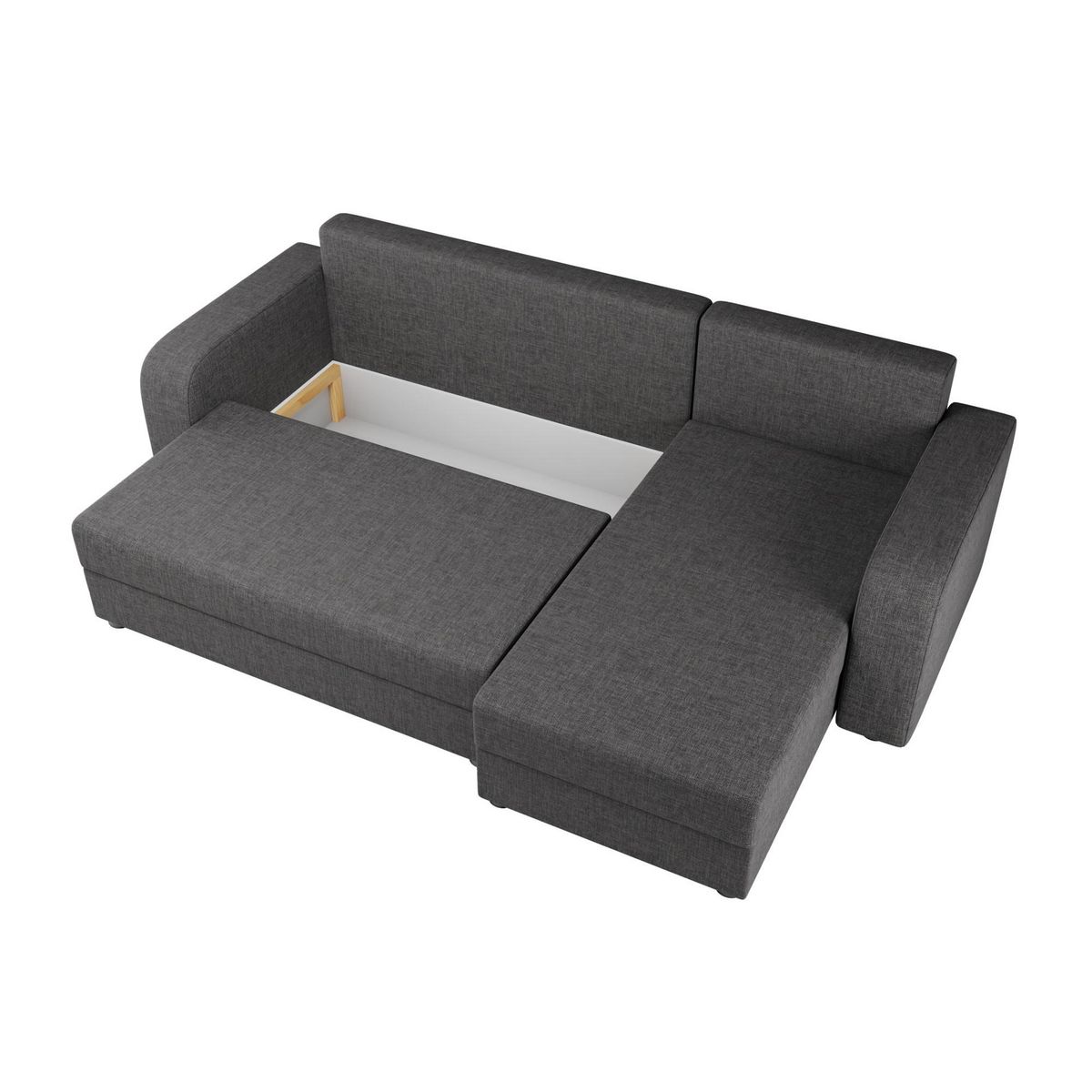 BEST MOBILIER Harvey - canapé d'angle réversible 4 places convertible avec coffre en tissu