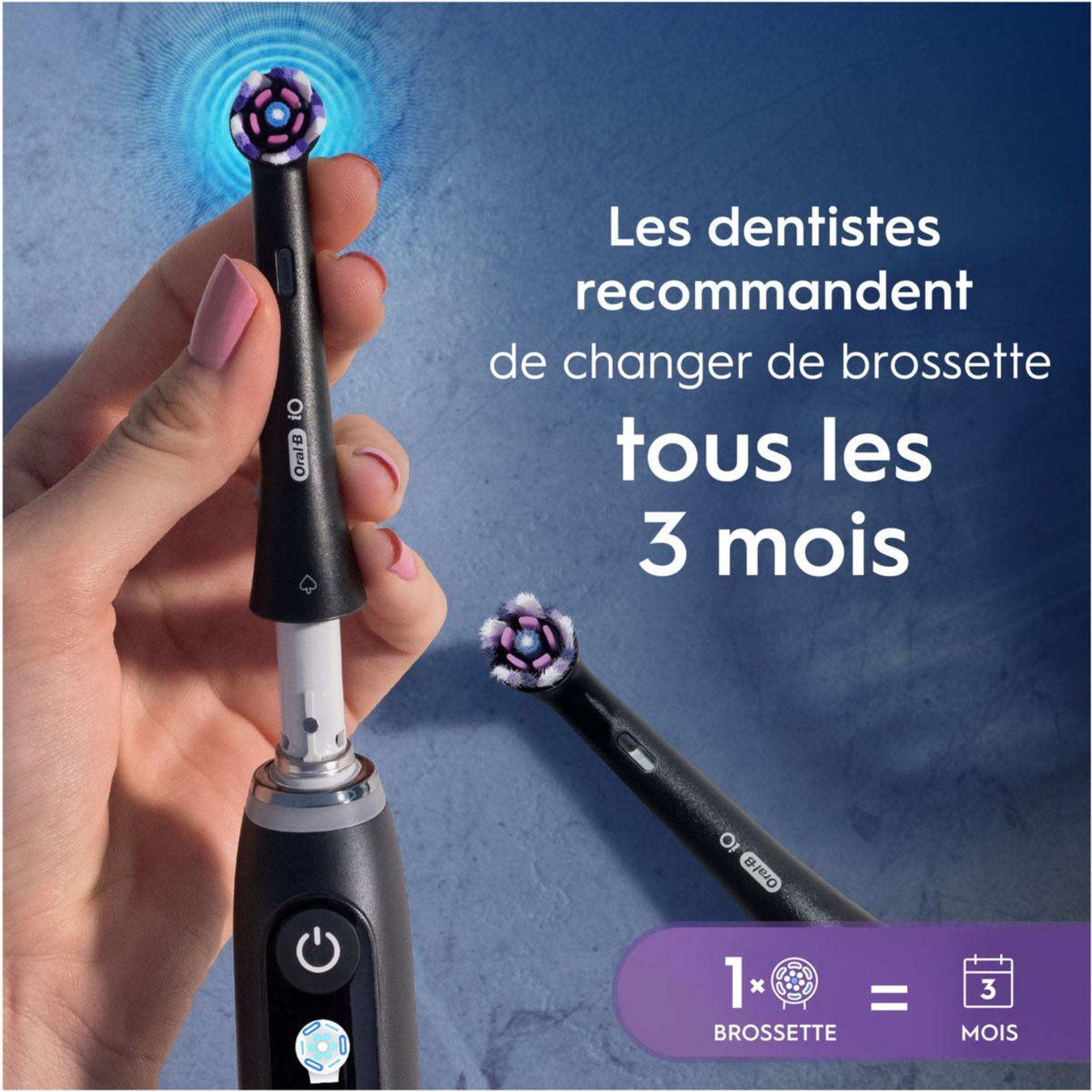Voir la diapositive 4 : ORAL B Brossette dentaire io radiant white noir x3