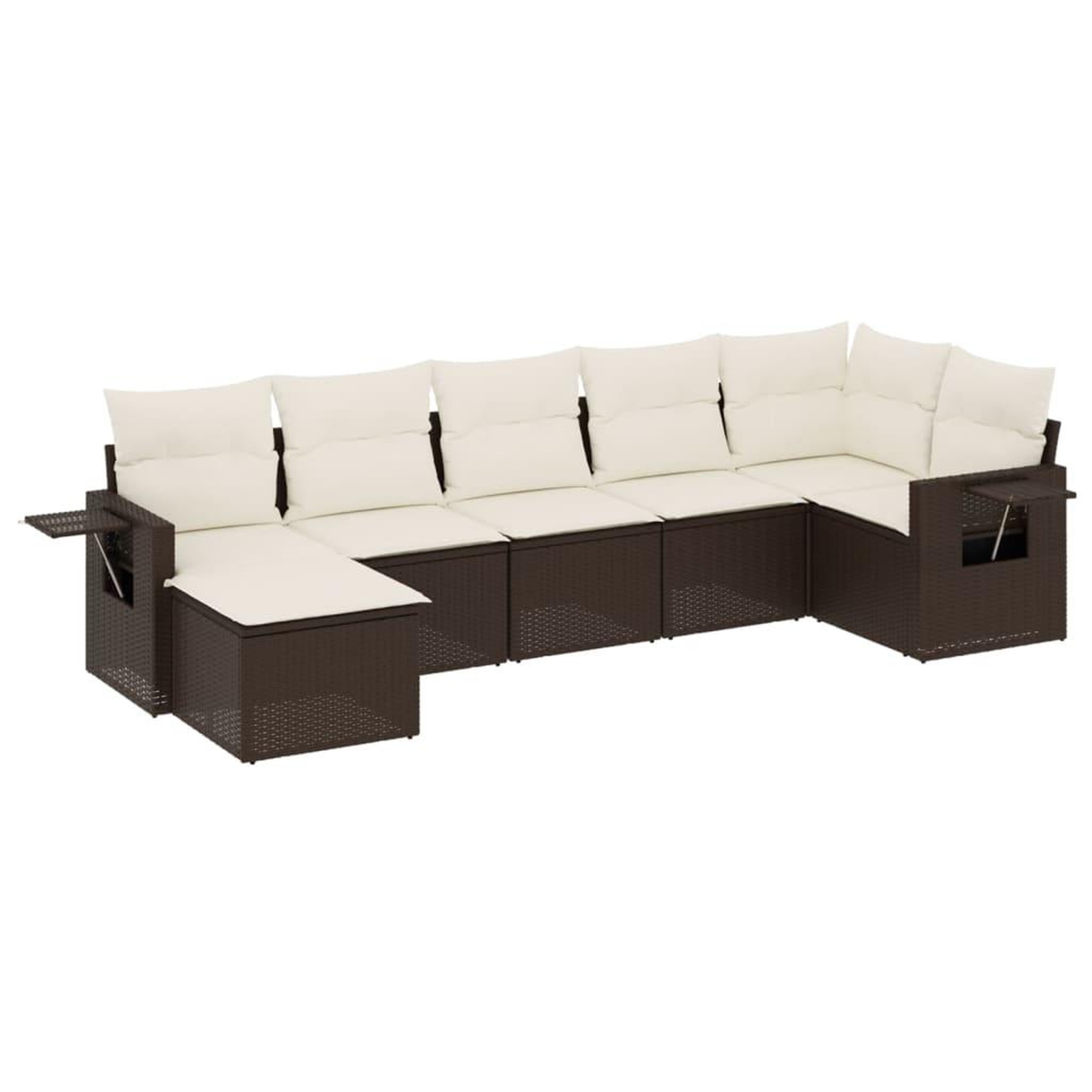 Voir la diapositive 2 : VIDAXL Salon de jardin avec coussins 7 pcs marron resine tressee