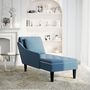 Voir la diapositive 2 : VIDAXL Fauteuil long avec coussin et accoudoir droit bleu velours