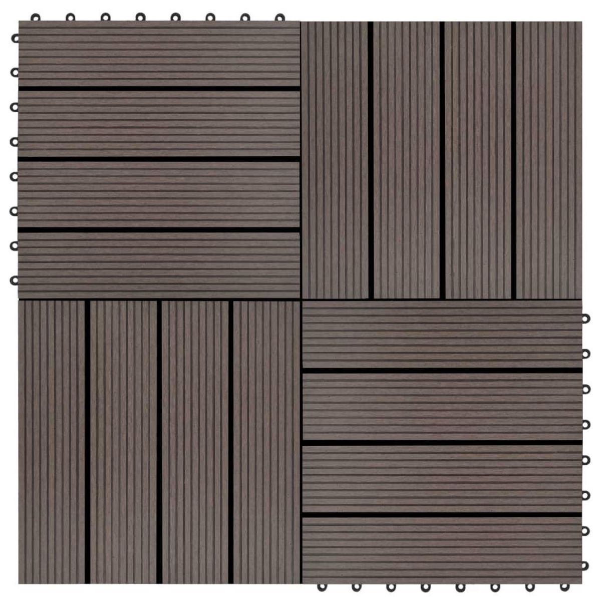 VIDAXL Carreaux de terrasse 22 pcs 30 x 30 cm 2 m^2 WPC Marron fonce