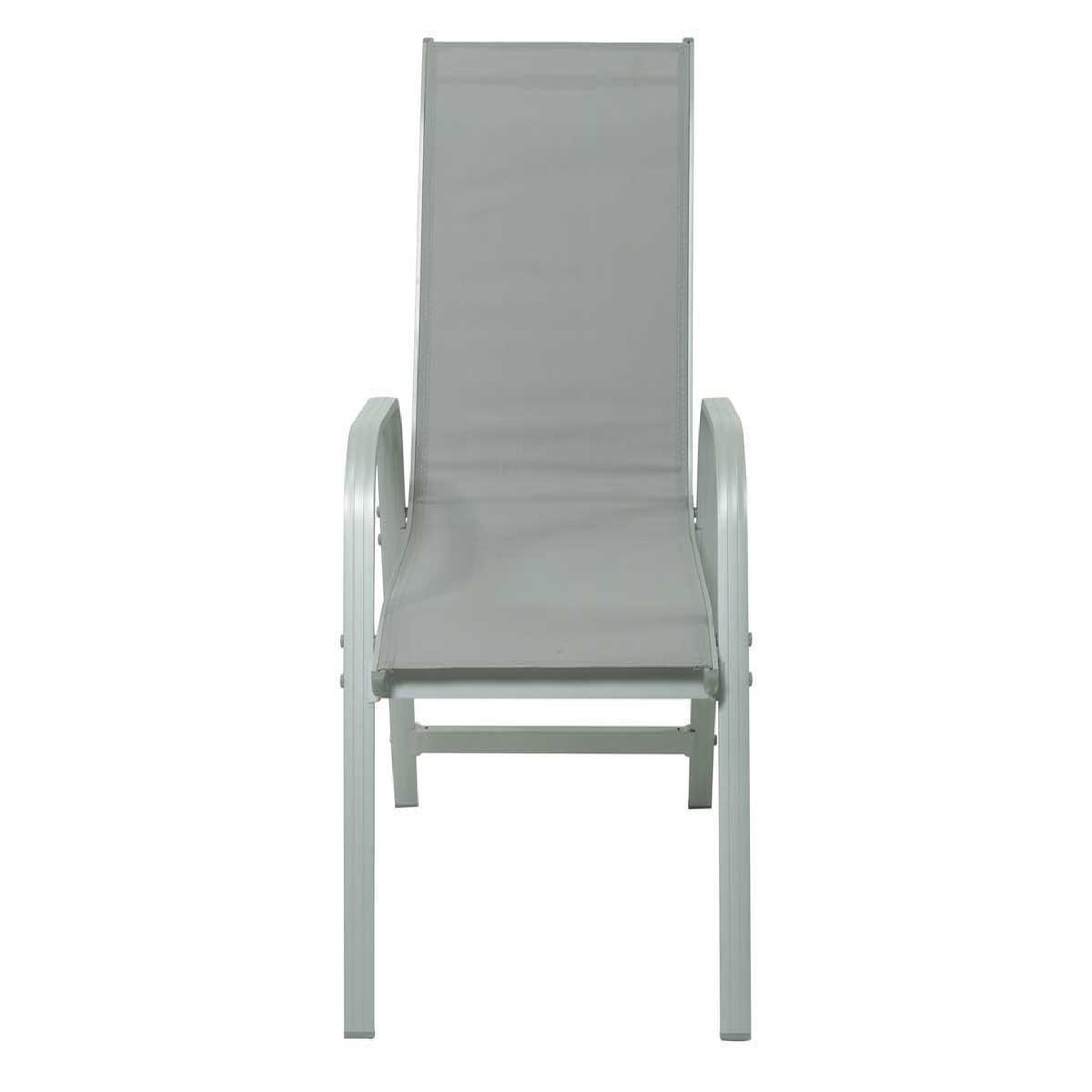 Voir la diapositive 3 : Habitat et Jardin Fauteuil jardin alu/textilène  porto  - phoenix - gris clair - lot de 2