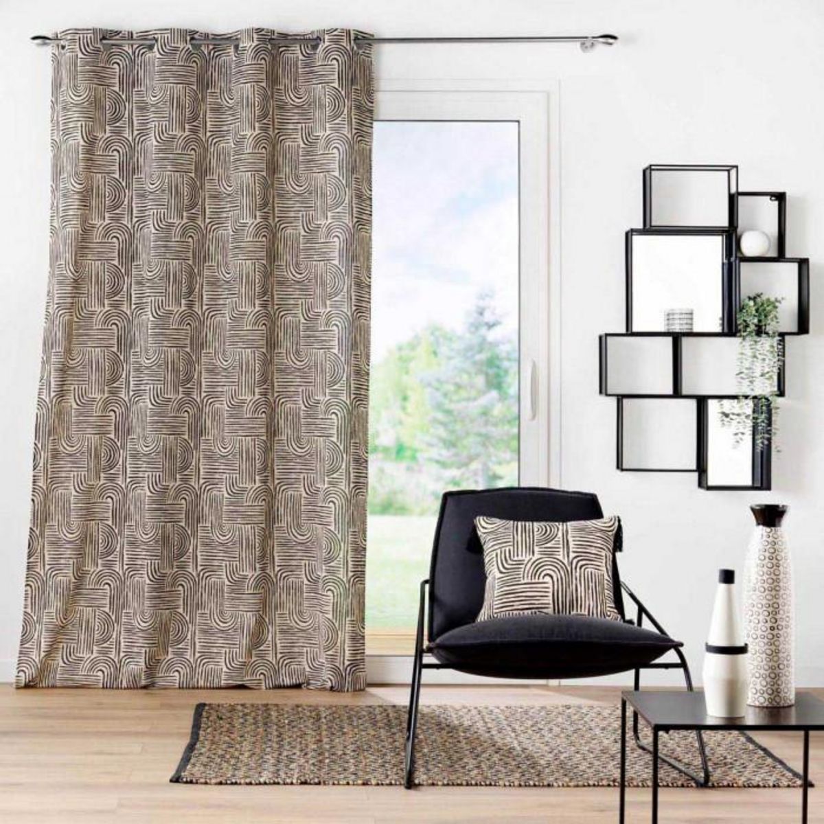 Paris Prix Rideau à Œillets Imprimé  Pandore  140x240cm Noir