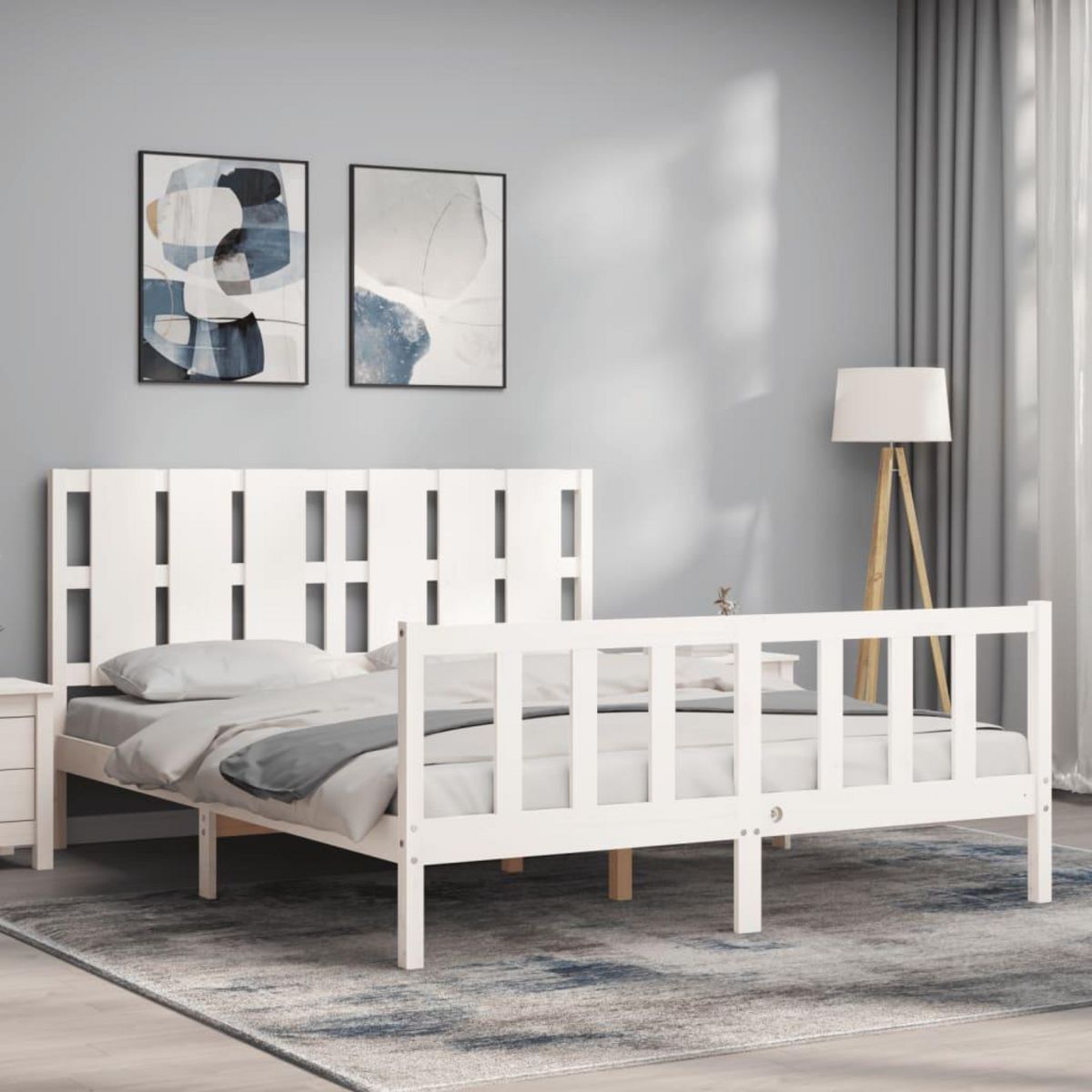 VIDAXL Cadre de lit sans matelas blanc bois de pin massif