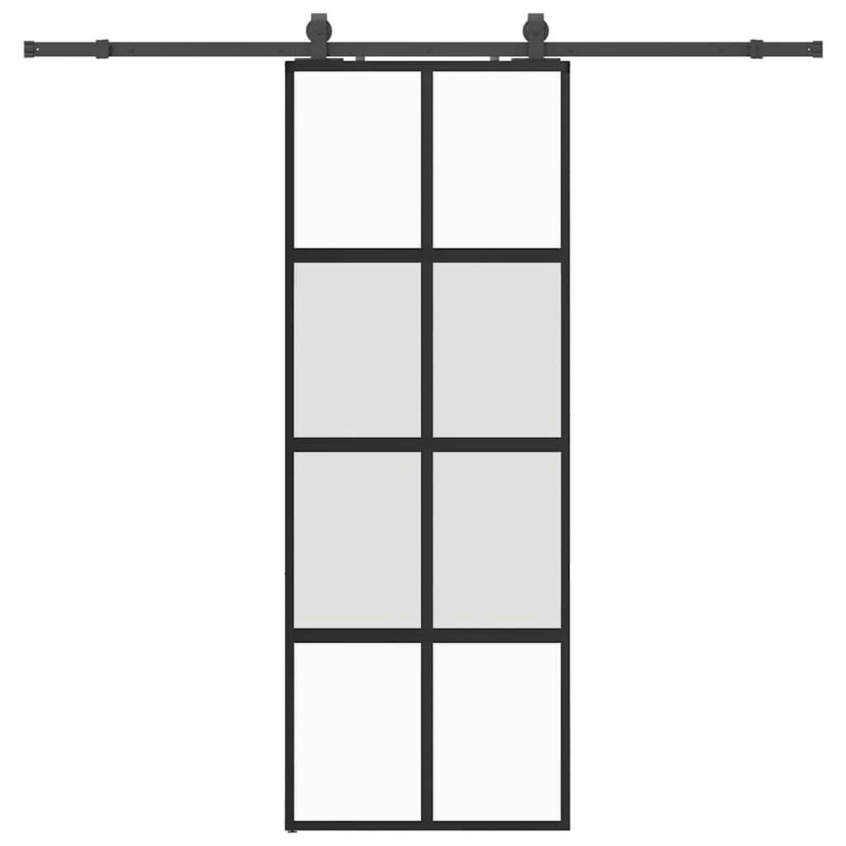 VIDAXL Porte coulissante kit quincaillerie noir 76x205 cm verre trempe