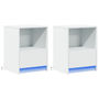 Voir la diapositive 3 : VIDAXL Armoires de chevet et lumieres LED 2pcs blanc bois d'ingenierie