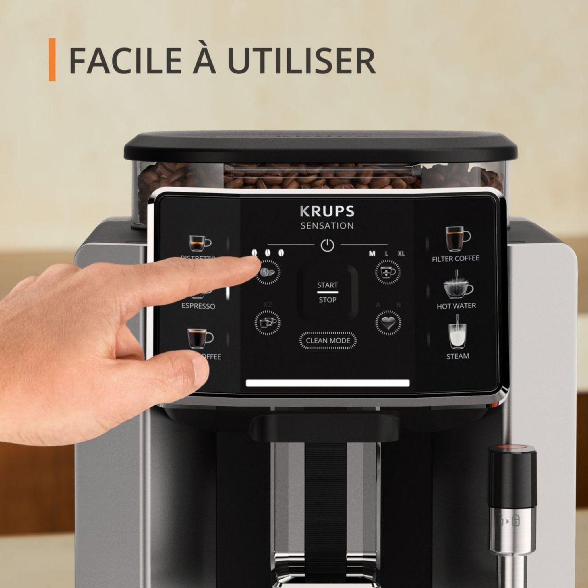 Voir la diapositive 3 : KRUPS Expresso broyeur ea910e10 sensation silver