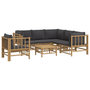 Voir la diapositive 3 : VIDAXL Salon de jardin 7 pcs avec coussins gris fonce bambou