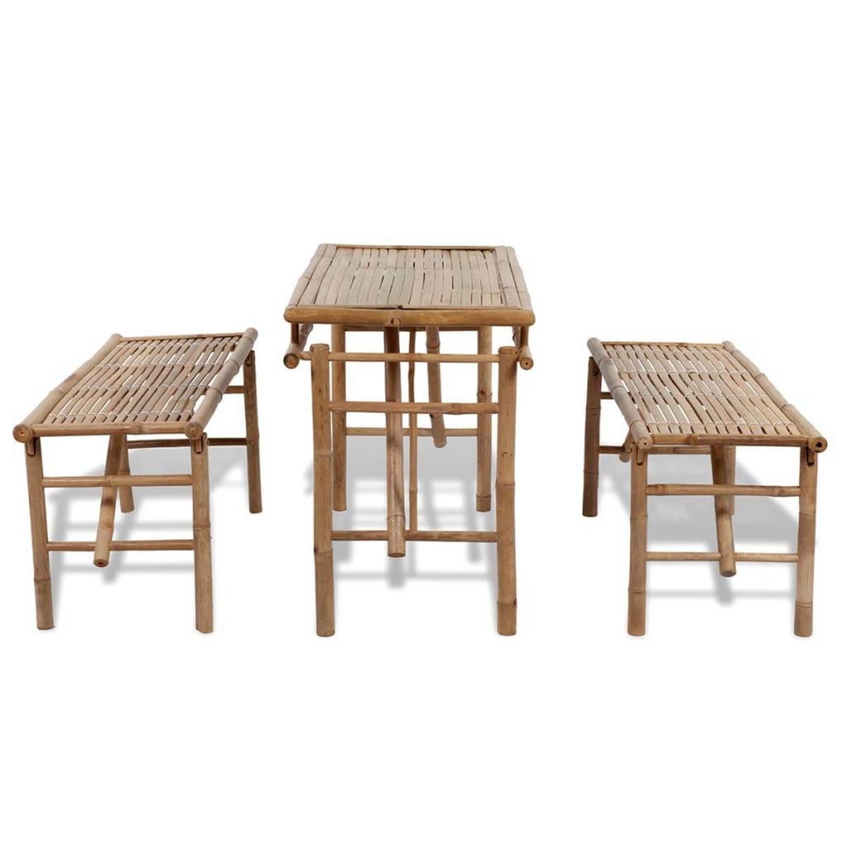 VIDAXL Table de brasserie avec 2 bancs 100 cm Bambou