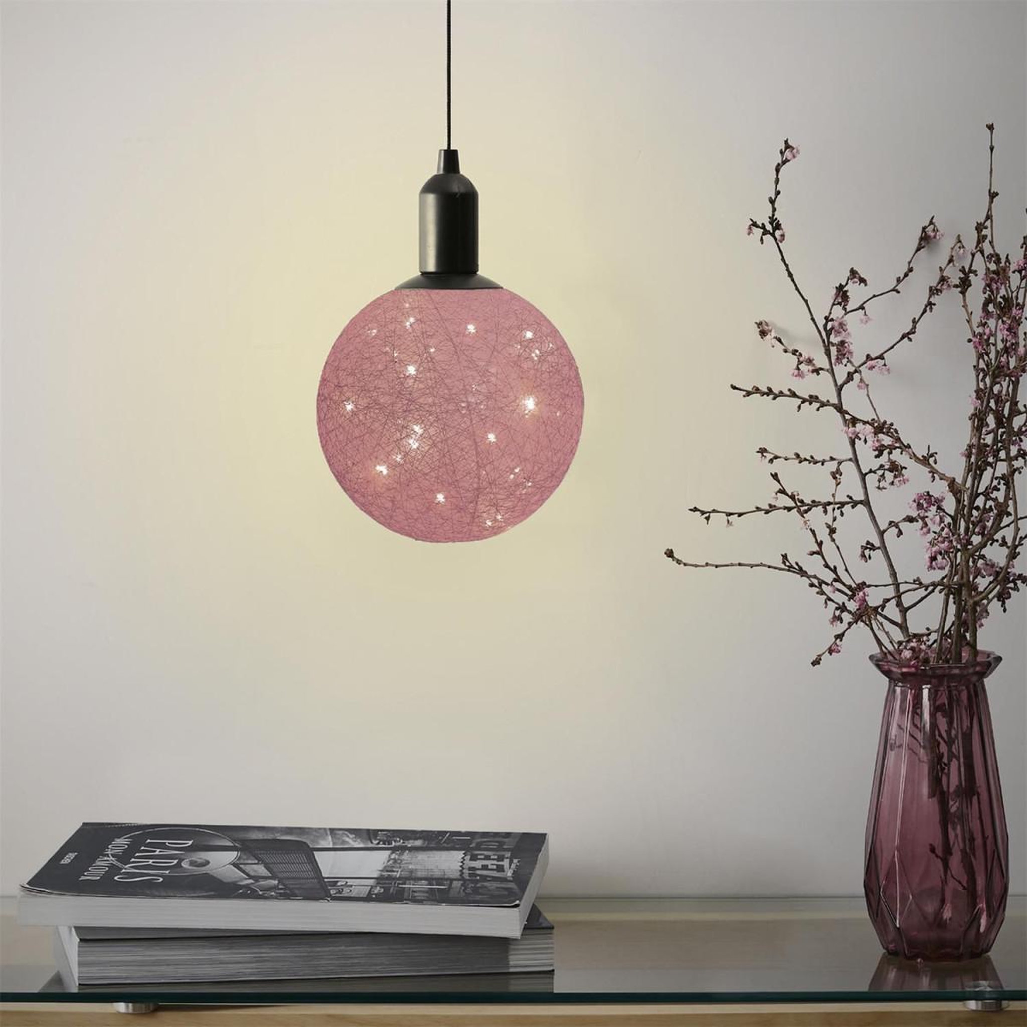 Voir la diapositive 5 : The Home Deco Factory Lampe suspension à led  boule  30cm rose