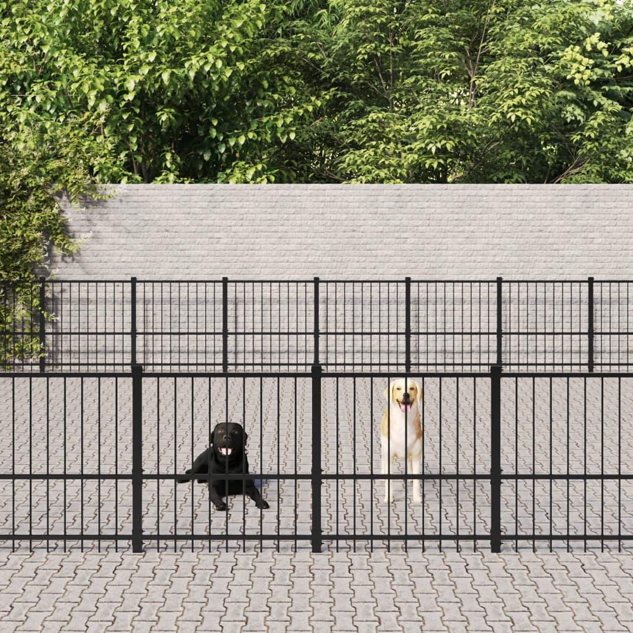 VIDAXL Chenil d'exterieur pour chiens Acier 60,22 m²