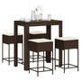 Voir la diapositive 1 : VIDAXL Ensemble de bar de jardin avec coussins 5 pcs marron poly rotin