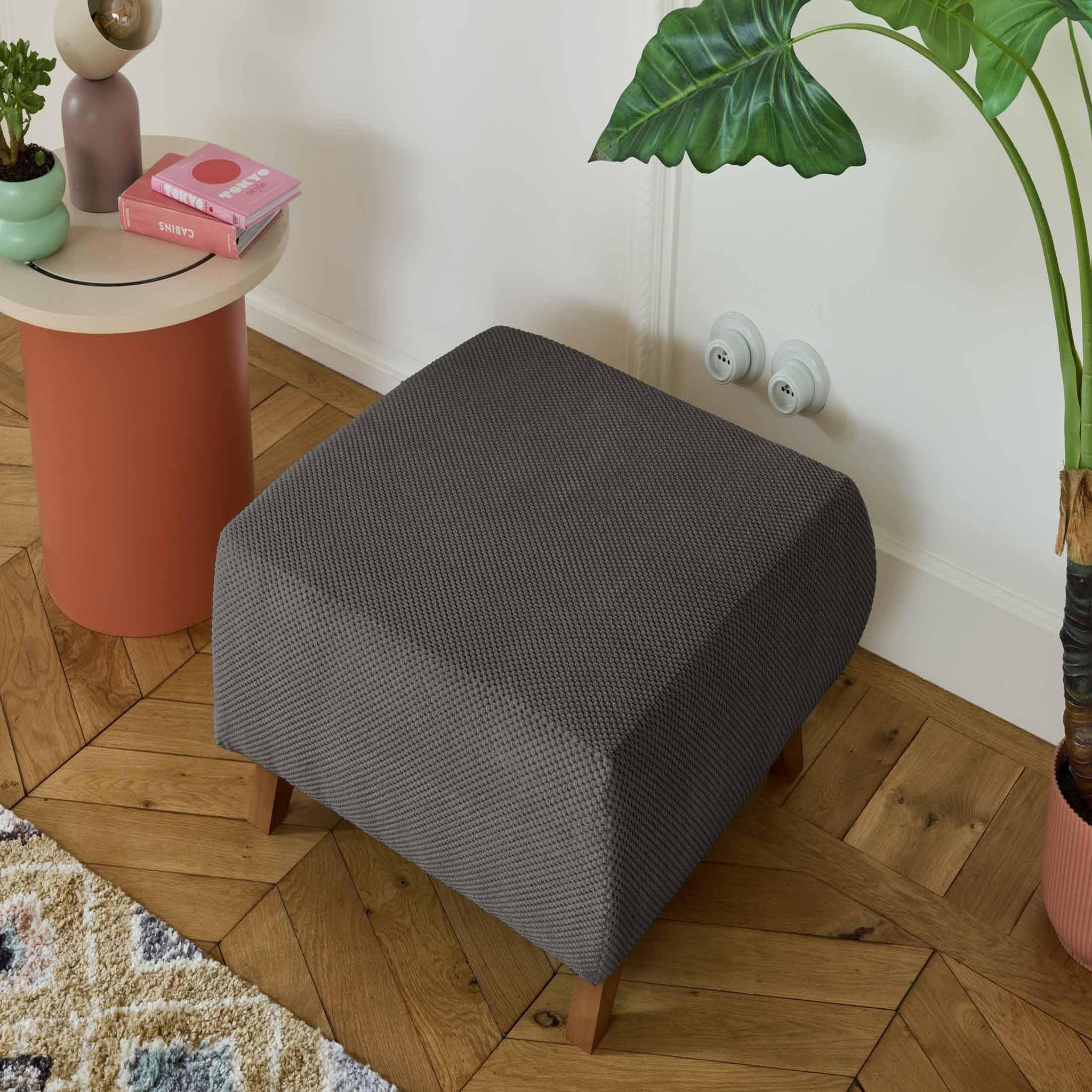 Voir la diapositive 4 : BEST MOBILIER Cristal - pouf modulable - 65 cm - en velours texturé