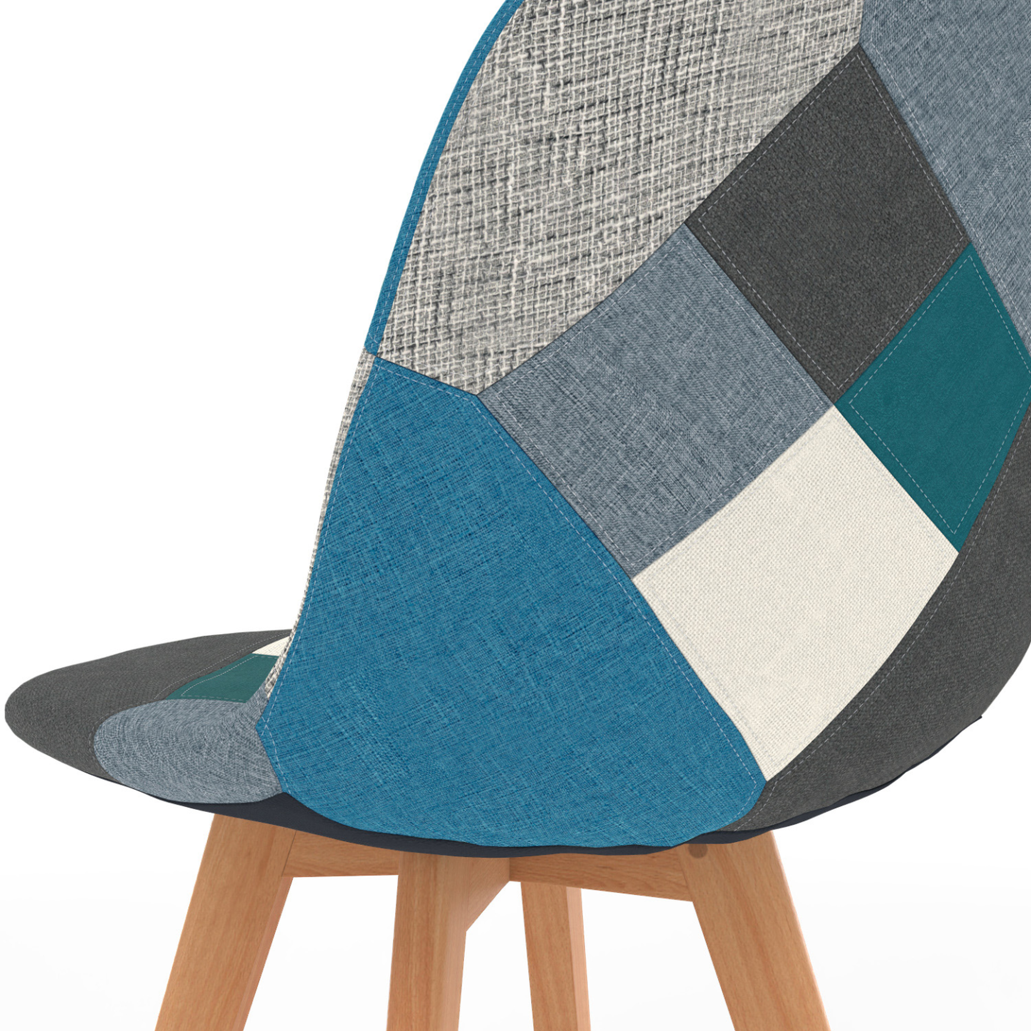 Voir la diapositive 6 : ID MARKET Lot de 2 chaises scandinaves sara motifs patchworks bleus