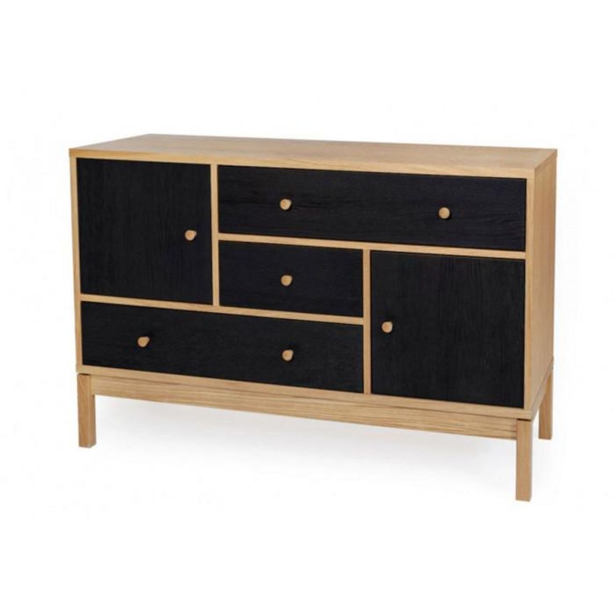 Paris Prix Buffet 2 Portes & 3 Tiroirs  AbbeyWood  120cm Chêne & Noir