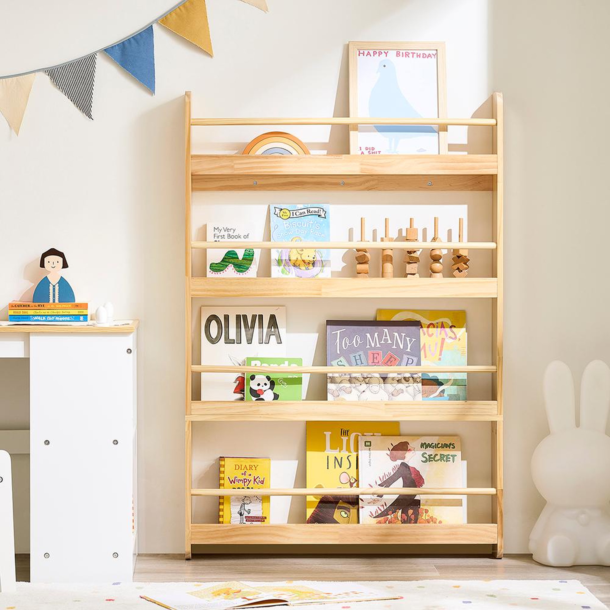 Voir la diapositive 2 : SOBUY SoBuy - Bibliothèque Enfant à 5 étagères - Nordique - KMB08