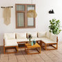 Voir la diapositive 1 : VIDAXL Salon de jardin 7 pcs avec coussin Creme Bois d'acacia solide