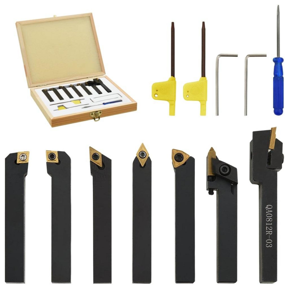 VIDAXL Jeu d'outils de tournage indexables 12 pcs 8x8 mm 70 mm