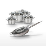 ELO Lot de 2 Poêles 24/32cm et 4 Faitouts 14/16/20/24cm Elo Relief Solution