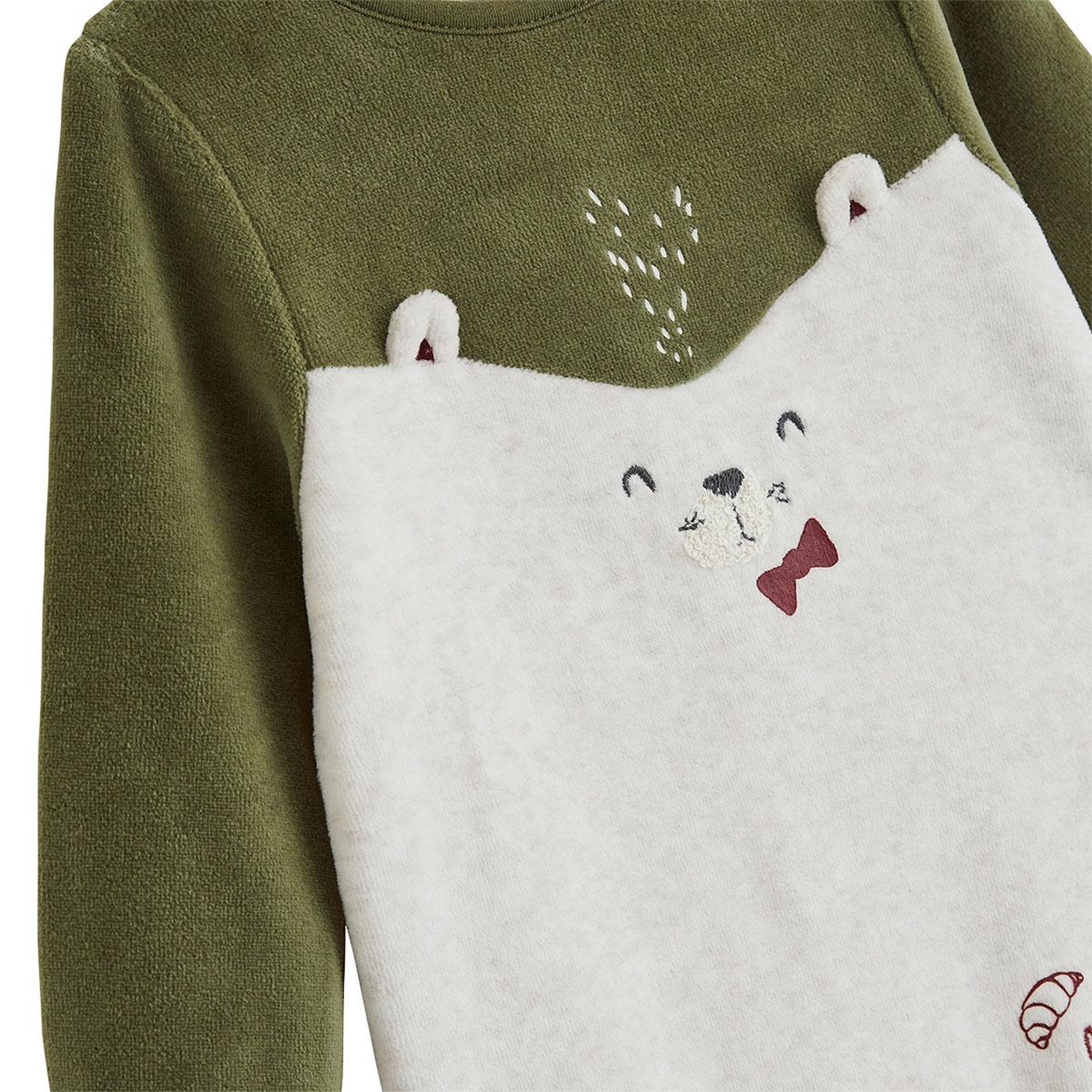 Voir la diapositive 3 : PETIT BEGUIN Pyjama bébé avec pieds retroussables en velours pistache