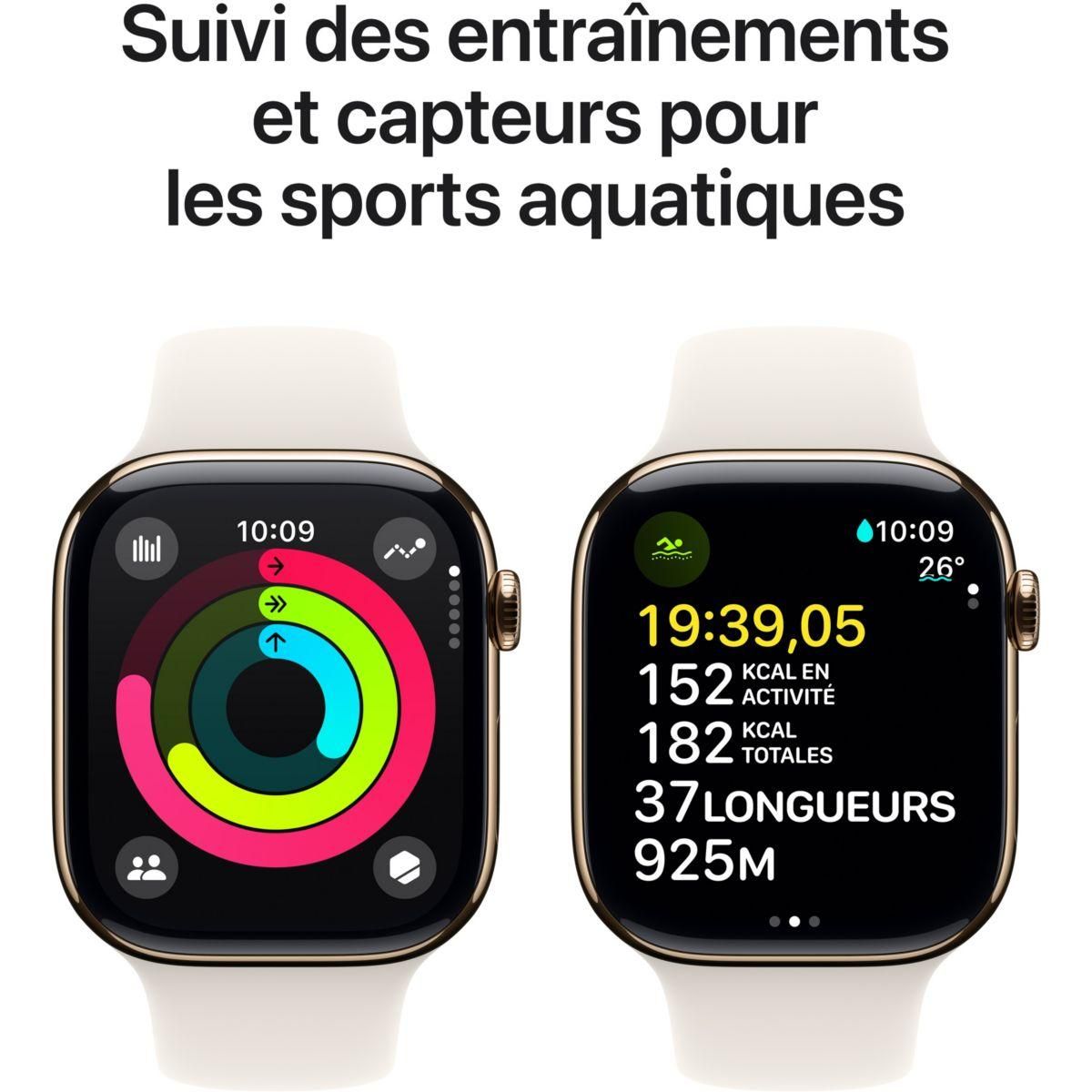 APPLE Montre connectée Serie 10 42mm Titane Or S/M Cellular