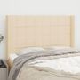 Voir la diapositive 1 : VIDAXL Tete de lit avec oreilles Creme 147x16x118/128 cm Tissu