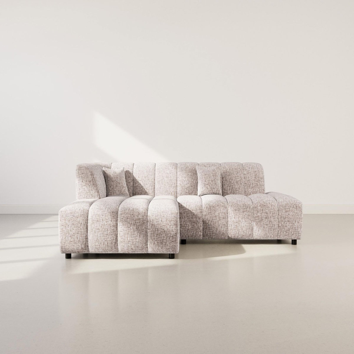 LISA DESIGN Curtis - canapé d'angle gauche 4 places sans accoudoir en tissu texturé