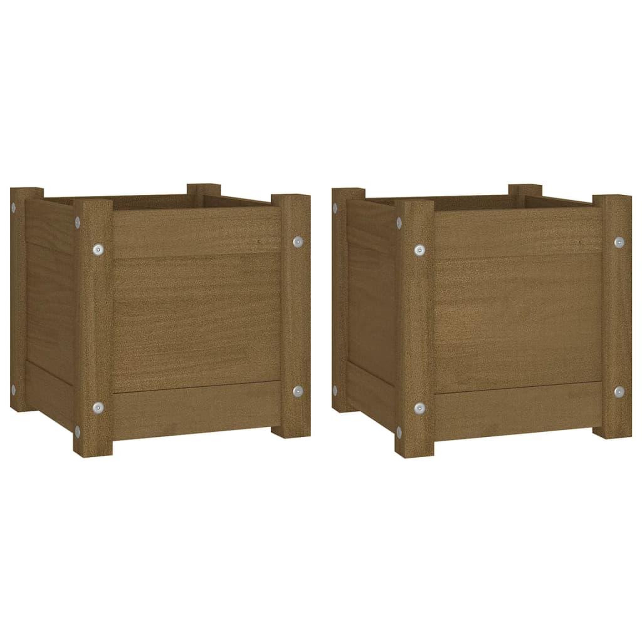 Voir la diapositive 2 : VIDAXL Jardinieres d'exterieur 2pcs Marron miel 31x31x31cm Bois de pin