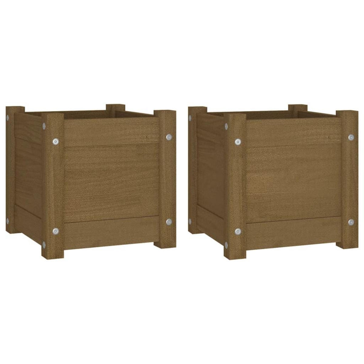 VIDAXL Jardinieres d'exterieur 2pcs Marron miel 31x31x31cm Bois de pin