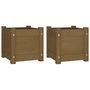 Voir la diapositive 2 : VIDAXL Jardinieres d'exterieur 2pcs Marron miel 31x31x31cm Bois de pin