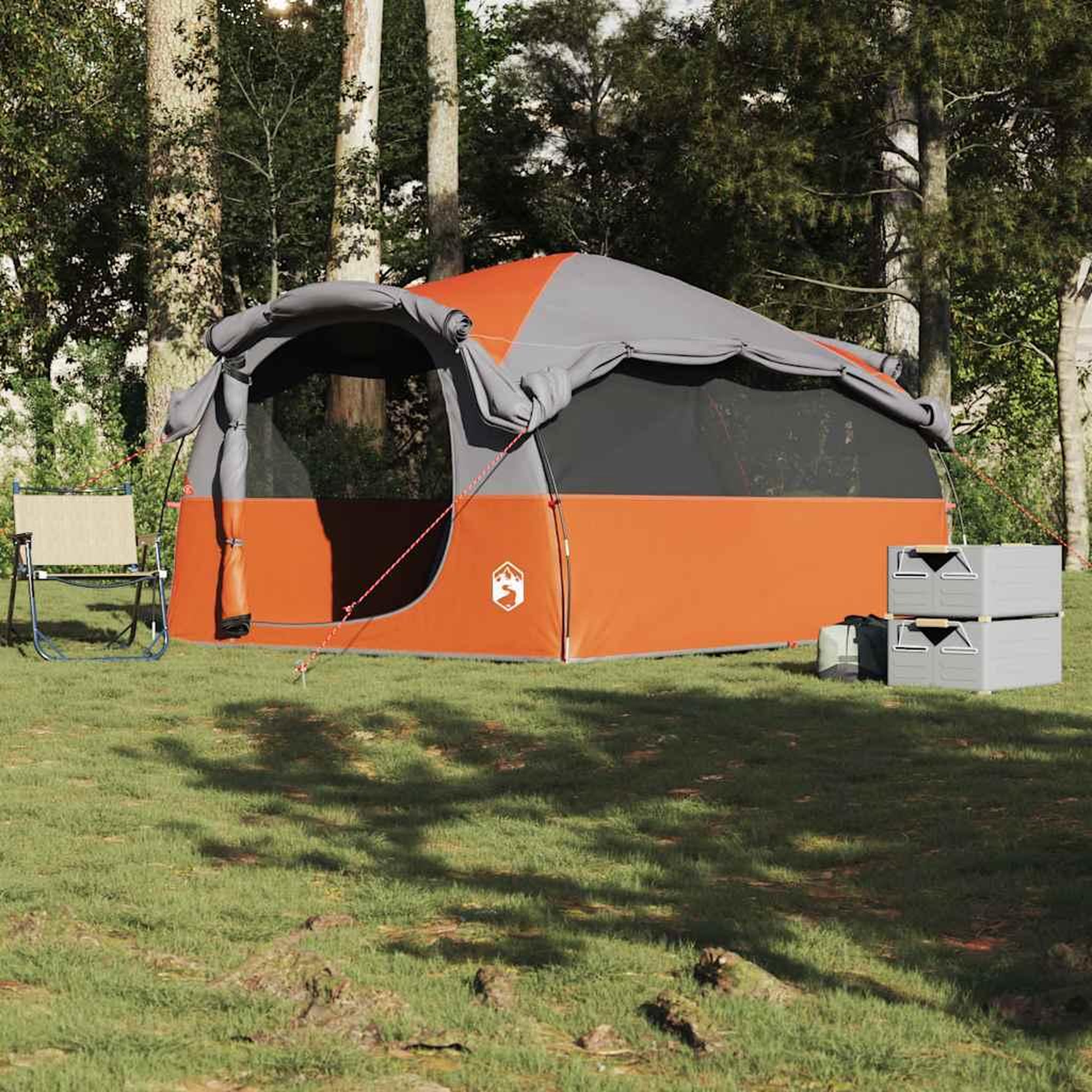 Voir la diapositive 3 : VIDAXL Tente familiale tunnel 6 personnes gris et orange impermeable