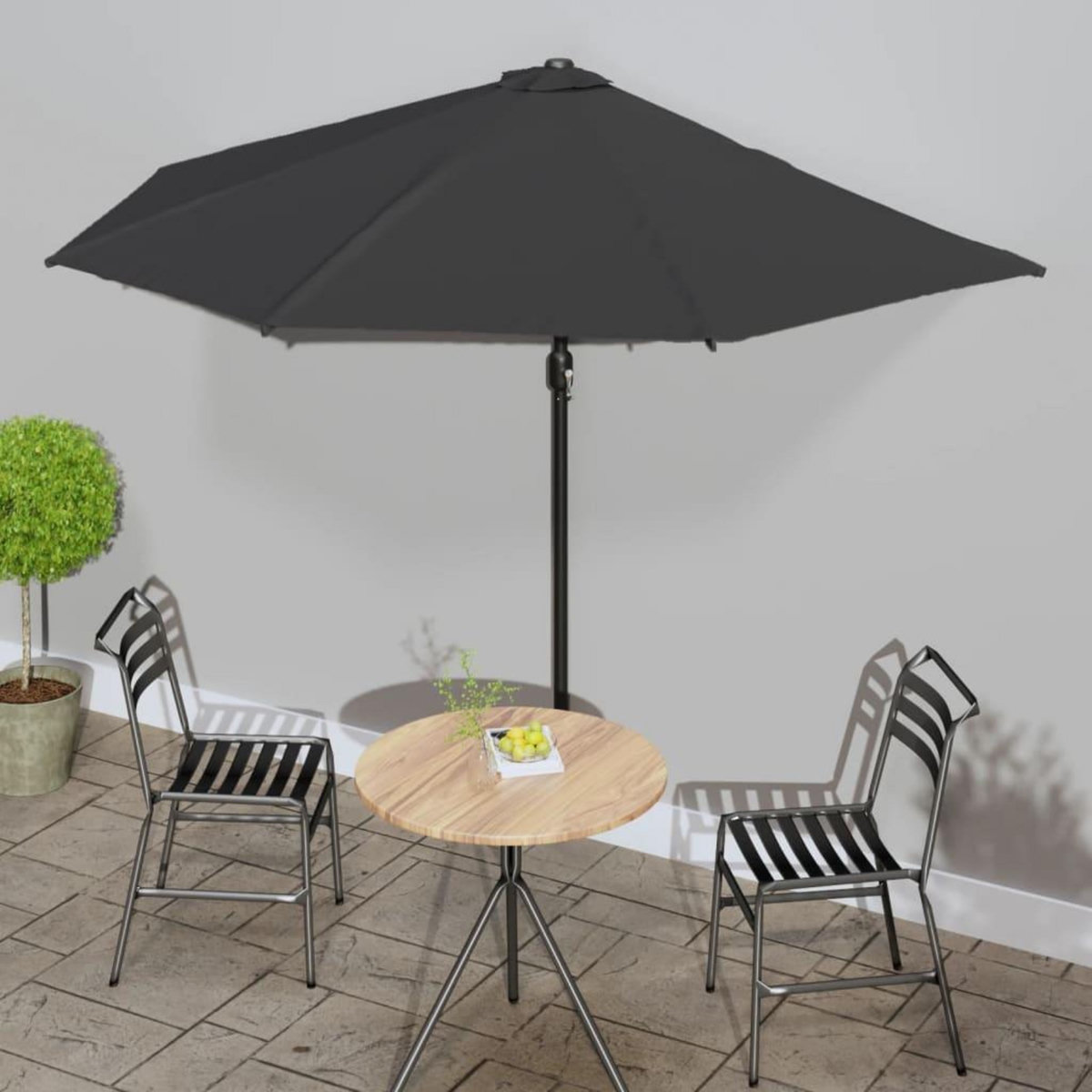 VIDAXL Parasol de balcon avec mat en aluminium Noir 300x155x223cm Demi