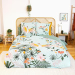 COTE DECO Housse de couette 240x220 KUSMI + 2 taies 100% coton adouci 57 fils/cm2