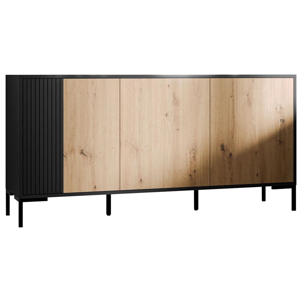 BEST MOBILIER Cambridge - buffet bas - effet bois et noir - 150 cm