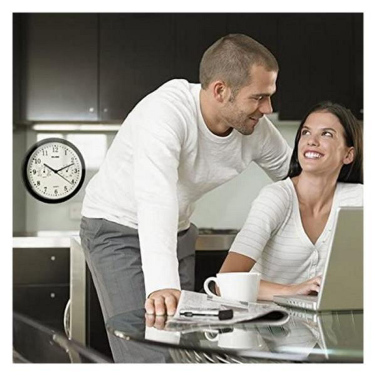 AAAAA Horloge Murale ELBE RP-1005-N Blanc/Noir