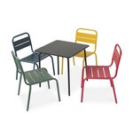 SWEEEK Salon de jardin enfant. table et chaises métal + 4 assises Anna - Multicolore. 48x48cm