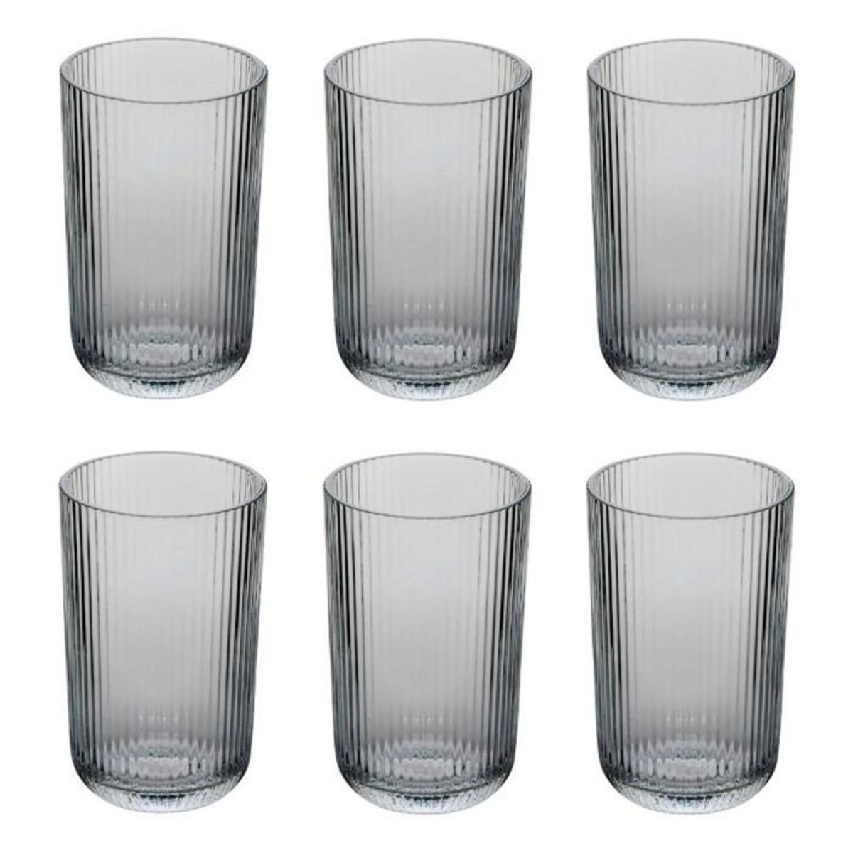 SECRET DE GOURMET Lot de 6 Gobelets Hauts Strie  Ema  43cl Gris